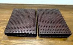 アンティーク 竹製 手編み 蓋付きバスケットボックス 文箱 網代竹籠