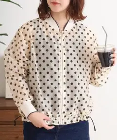 新品 アンナニコラ 定価16500円 シアー ドット ブルゾン M ベージュ 秋