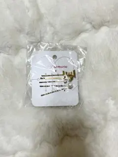 ゴールドリボンとパールのヘアピン4本セット