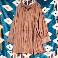 【美品】earth music&ecology ピンクブラウンチュニック 長袖