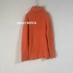 select MOCA タートルネック リブニット オレンジ 長袖 セーター