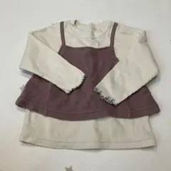 GU アイボリーとパープルの長袖カットソー