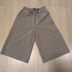 チェック柄ワイドパンツ ベージュ系