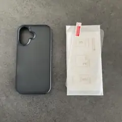 iPhone用 ブラックソフトケースと保護フィルム