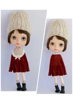 ブライスアウトフィット　ドット襟とジャンプスーツ　ソックスセット　クリスマス