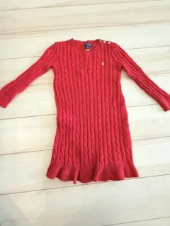 ラルフローレン　キッズ　ニットワンピース赤　110〜120cm