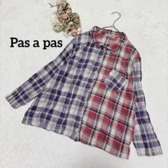 パラスパレス リネンチェックシャツ ブラウス ちび襟 麻 リネン - メルカリ