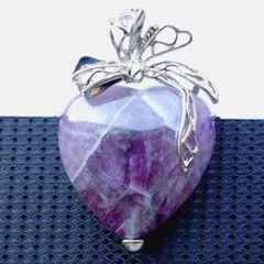 新品★2月誕生石★紫水晶ハート 大粒天然アメジスト シルバーペンダント