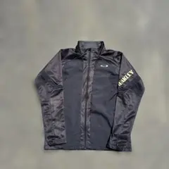 【希少】OAKLEY オークリー トラックジャケット ジャージ 刺繍ロゴ 黒×金