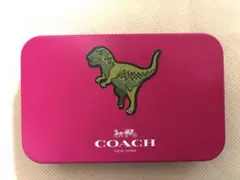 【美品】COACH コーチ 恐竜モチーフ メモ帳 缶ケース 小物入れ