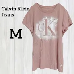 難あり Calvin Klein Jeans【M】ピンク Tシャツ 半袖 ロゴ