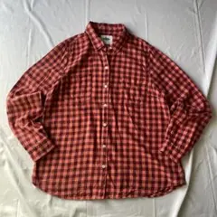 00s オールドネイビー チェック ネルシャツ オレンジ グランジ Y2K 古着