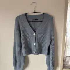 ライトブルー クロップドカーディガン