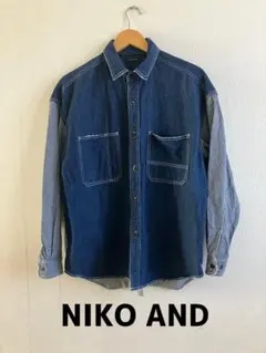 NIKO AND ニコアンド カバーオール風デニムシャツ ヒッコリー M