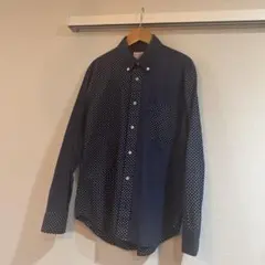 【美品】Manual Alphabet 水玉ワイシャツ 紺色