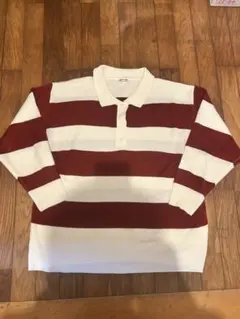 ストライプニット　ポロシャツ　しまむら　赤白