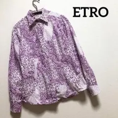 ETRO エトロ 長袖 シャツ 総柄 パープル コットン100% サイズ40