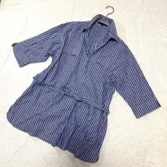 【美品】22 OCTOBRE ストライプ柄 シャツワンピース サイズ40のサムネイル