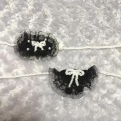 ぬい　スタイ　ヘッドドレス　黒　白　編み物　10㎝ 15cm 20cm