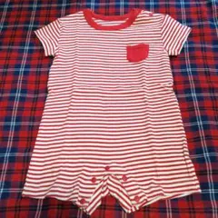UNIQLO 赤白ストライプ ロンパース 70cm