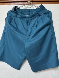 青緑 ゴムウエスト ショートパンツ
