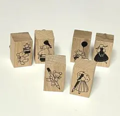 ラバースタンプ 6個セット 女の子 クマ柄