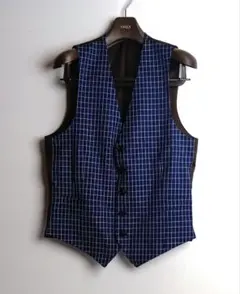 【新品】ONLY オンリー ベスト BY カノニコ チェック柄 ネイビー 37M