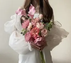 ウェディングブーケ ブライダル 結婚式 造花 ブートニア付き