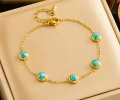ターコイズゴールド ブレスレット 上位人気 サージカルステンレス
