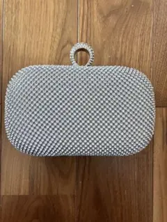 シルバー ビーズ装飾 クラッチバッグ