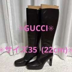 ✳︎GUCCI✳︎黒レザー ロングブーツ 高ヒール