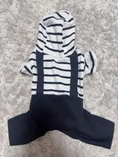 ストライプフード付き犬服