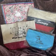 【4点セット】スヌーピー トートバッグ　トリコロールランチバック他