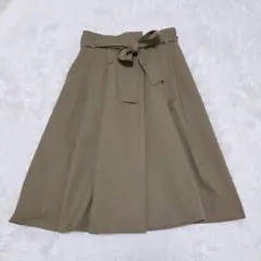 ANAYI 38 日本製 ポリエステルコットン リボンベルト付き フレアスカート