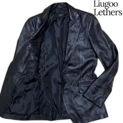 美品✨Liugoo Lethers ラムレザー テーラードジャケット S 黒