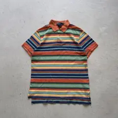 90s polo ￼by ralph lauren マルチカラー ボーダー ポロ