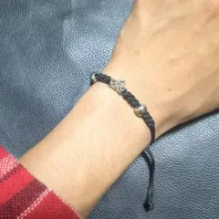Chloe クロエ ロゴ チャーム プレート コードブレスレット グレー 