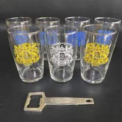 サントリー　昭和レトロ　ビールグラス　7個　栓抜き　まとめ売り　ガラス　コップ
