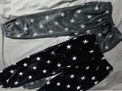 ★新品！★星柄総柄★太めワイドシルエット★ファーフリースルームパンツ★２本セット