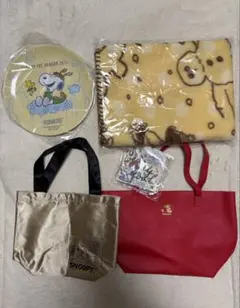 【スヌーピー 】ブランケット＆トートバッグ2個&プレート&保冷剤セット❗️
