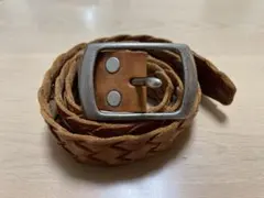 レザー 編み込み ベルト Mサイズ ブラウン