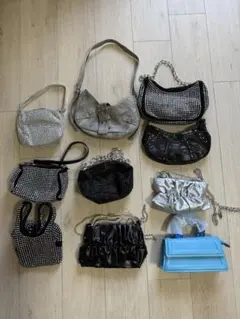 SHEIN ハンドバッグ ミニバッグ 10点セット 黒 シルバー ブルー ラメ