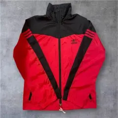 80s adidas デサント ナイロンジャケット 赤黒 M