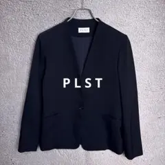 PLST コンフォートリュクスカラーレスジャケット ノーカラー ネイビー