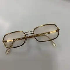 ゴールドメタルフレーム 四角形メガネ