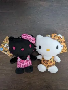 ハローキティ ヒョウ柄 ボールチェーンマスコットチャーム　ブラック　ブラウン