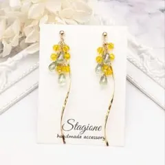 再販17＊No.622 ミモザ カットガラス＆チェコガラス ピアス・イヤリング