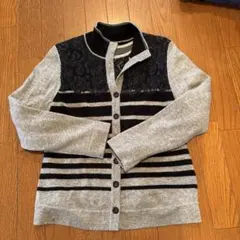 美品 Sov. ダル糸刺繍ニットアンサンブル カーディガン ベスト 紺 38
