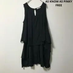 AS KNOW AS PINKY ノースリーブワンピースブラック Fフリーサイズ