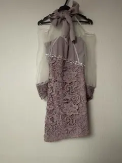 dazzy ネックリボン シアーチュール アシンメトリー タイトミニドレス